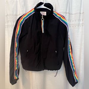 Light black cropped jacket with rainbow stripes